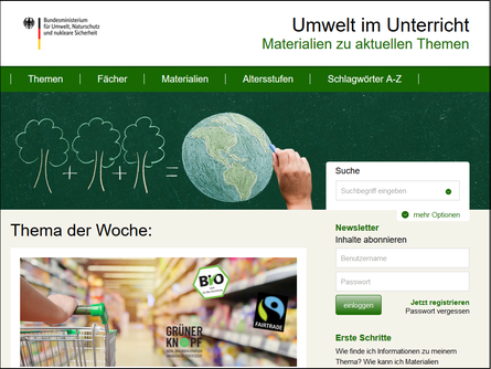 Startseite des Portals Umwelt im Unterricht des BMU